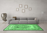 Machine Washable Persian Emerald Green Traditional Rug, wshtr1990emgrn