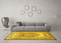 Machine Washable Persian Yellow Traditional Rug, wshtr1990yw