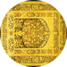 Round Persian Yellow Traditional Rug, tr1990yw