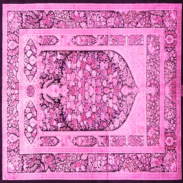 Square Machine Washable Persian Pink Traditional Rug, wshtr1990pnk