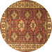 Round Machine Washable Persian Brown Traditional Rug, wshtr1991brn