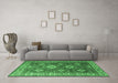 Machine Washable Persian Emerald Green Traditional Area Rugs in a Living Room,, wshtr1991emgrn