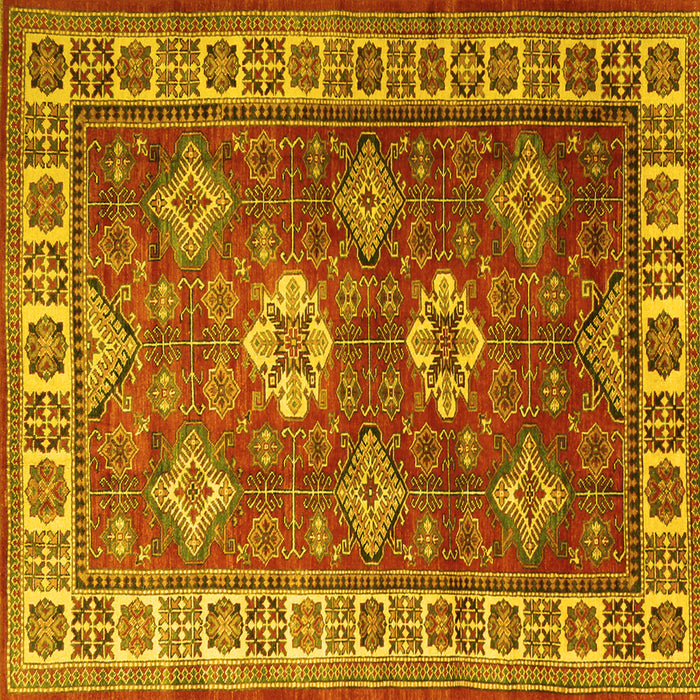 Square Persian Yellow Traditional Rug, tr1991yw