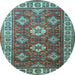 Round Machine Washable Persian Light Blue Traditional Rug, wshtr1991lblu