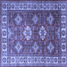 Square Machine Washable Persian Blue Traditional Rug, wshtr1991blu