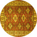 Round Persian Yellow Traditional Rug, tr1991yw