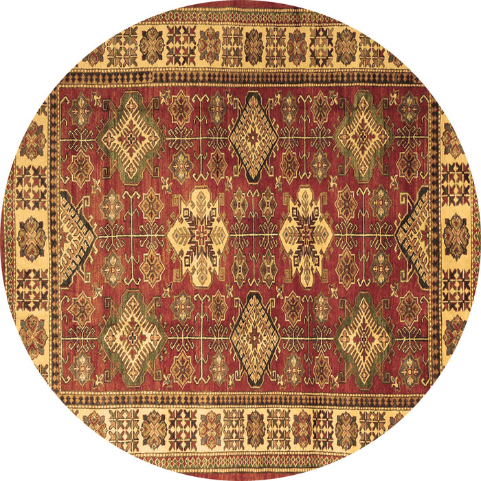 Round Persian Brown Traditional Rug, tr1991brn