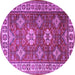 Round Machine Washable Persian Purple Traditional Area Rugs, wshtr1991pur