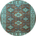 Round Persian Light Blue Traditional Rug, tr1991lblu