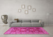 Machine Washable Persian Pink Traditional Rug in a Living Room, wshtr1991pnk