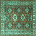 Square Machine Washable Persian Turquoise Traditional Area Rugs, wshtr1991turq