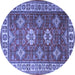 Round Machine Washable Persian Blue Traditional Rug, wshtr1991blu