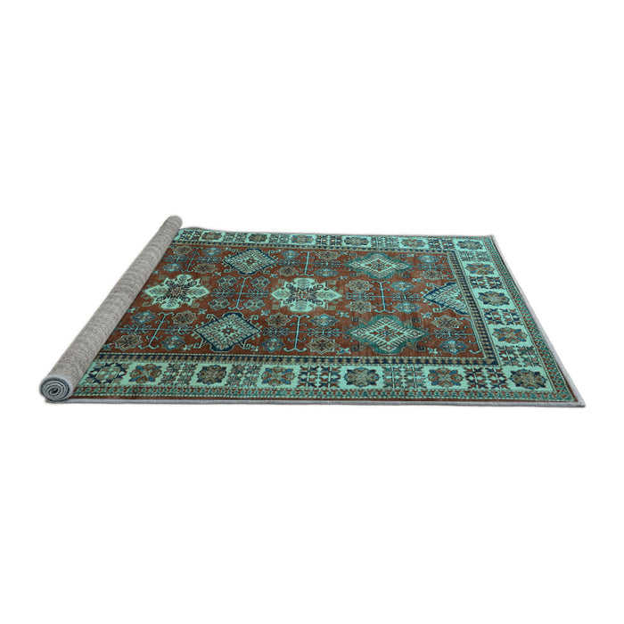 Sideview of Machine Washable Persian Light Blue Traditional Rug, wshtr1991lblu