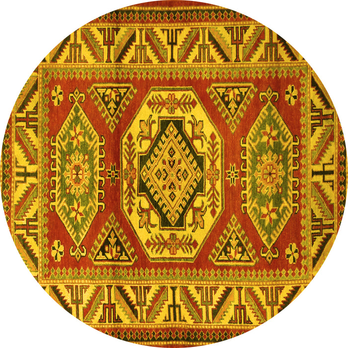 Round Persian Yellow Traditional Rug, tr1992yw