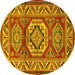 Round Persian Yellow Traditional Rug, tr1992yw