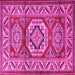 Square Machine Washable Persian Pink Traditional Rug, wshtr1992pnk