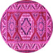 Round Machine Washable Persian Pink Traditional Rug, wshtr1992pnk