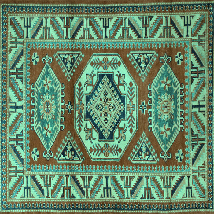 Square Machine Washable Persian Turquoise Traditional Area Rugs, wshtr1992turq