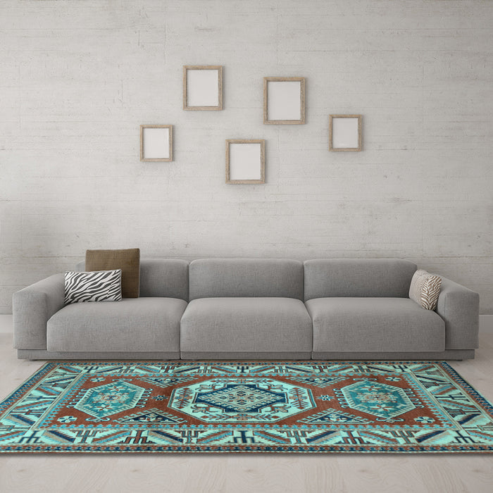 Machine Washable Persian Light Blue Traditional Rug in a Living Room, wshtr1992lblu