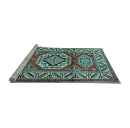 Sideview of Machine Washable Persian Light Blue Traditional Rug, wshtr1992lblu