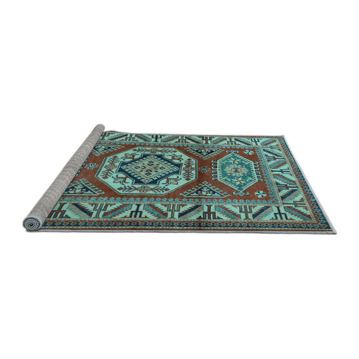 Sideview of Machine Washable Persian Light Blue Traditional Rug, wshtr1992lblu