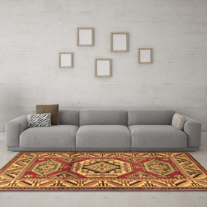 Machine Washable Persian Brown Traditional Rug in a Living Room,, wshtr1992brn