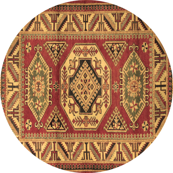 Round Persian Brown Traditional Rug, tr1992brn