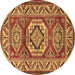 Round Persian Brown Traditional Rug, tr1992brn