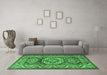 Machine Washable Persian Emerald Green Traditional Area Rugs in a Living Room,, wshtr1992emgrn