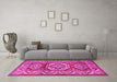 Machine Washable Persian Pink Traditional Rug in a Living Room, wshtr1992pnk