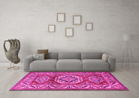 Machine Washable Persian Pink Traditional Rug, wshtr1992pnk