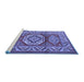 Sideview of Machine Washable Persian Blue Traditional Rug, wshtr1992blu