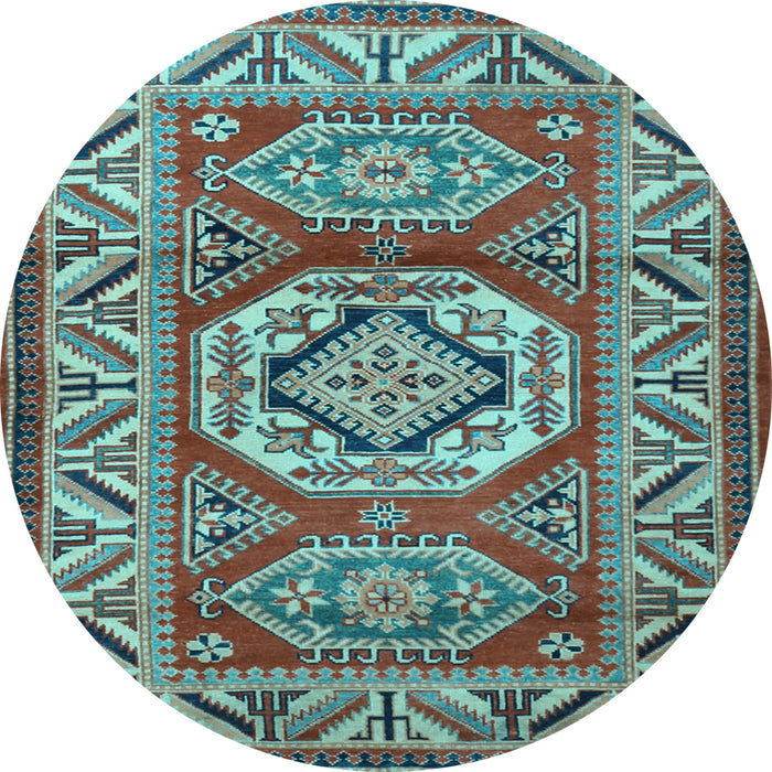 Round Machine Washable Persian Light Blue Traditional Rug, wshtr1992lblu