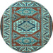 Round Machine Washable Persian Light Blue Traditional Rug, wshtr1992lblu