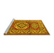 Sideview of Machine Washable Persian Yellow Traditional Rug, wshtr1992yw