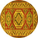 Round Machine Washable Persian Yellow Traditional Rug, wshtr1992yw