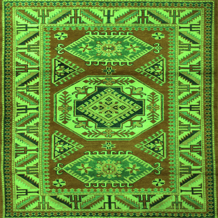 Round Machine Washable Persian Green Traditional Area Rugs, wshtr1992grn