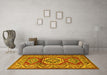 Machine Washable Persian Yellow Traditional Rug in a Living Room, wshtr1992yw