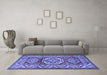 Machine Washable Persian Blue Traditional Rug in a Living Room, wshtr1992blu