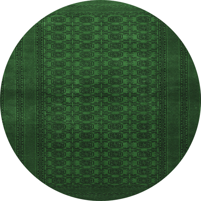 Round Persian Emerald Green Traditional Rug, tr1993emgrn