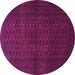 Round Machine Washable Persian Purple Traditional Area Rugs, wshtr1993pur