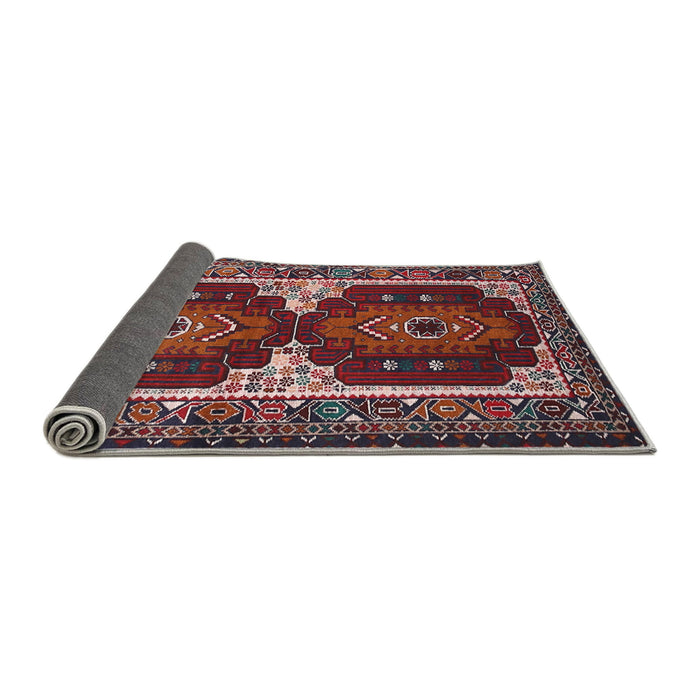 Sideview of Traditional Saffron Red Persian Rug, tr1994