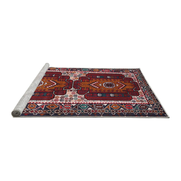 Sideview of Machine Washable Traditional Saffron Red Rug, wshtr1994