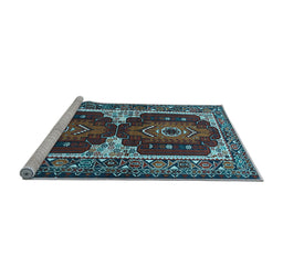 Sideview of Machine Washable Persian Light Blue Traditional Rug, wshtr1994lblu