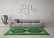 Machine Washable Persian Emerald Green Traditional Area Rugs in a Living Room,, wshtr1994emgrn