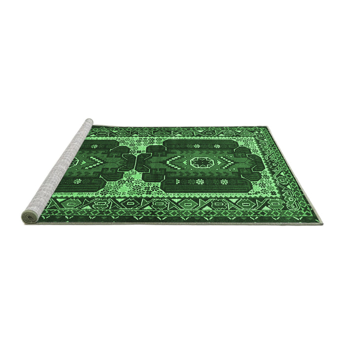 Sideview of Machine Washable Persian Emerald Green Traditional Area Rugs, wshtr1994emgrn