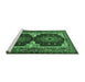 Sideview of Machine Washable Persian Emerald Green Traditional Area Rugs, wshtr1994emgrn