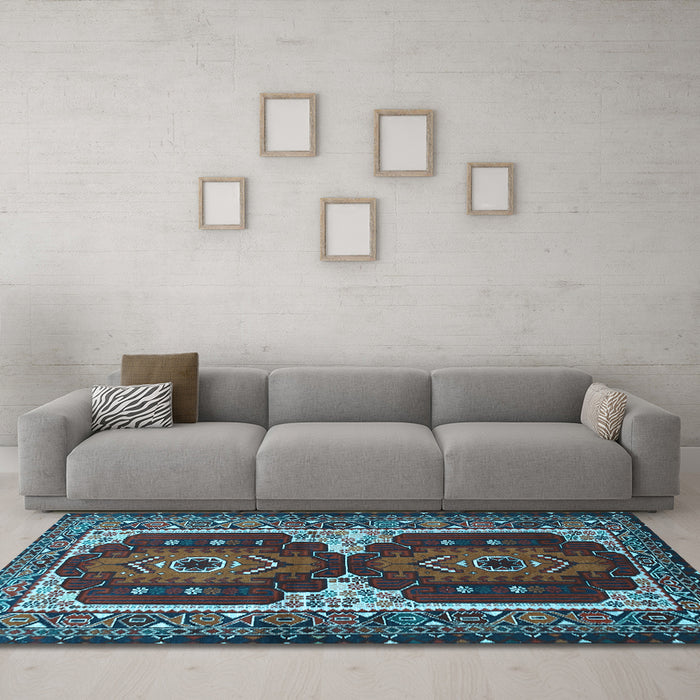 Machine Washable Persian Light Blue Traditional Rug in a Living Room, wshtr1994lblu