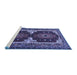 Sideview of Machine Washable Persian Blue Traditional Rug, wshtr1994blu