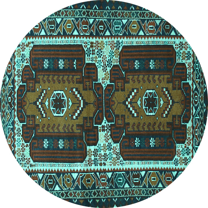 Round Persian Turquoise Traditional Rug, tr1994turq